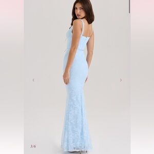 House of CB Light Blue Maxi Dress SARAI Blue Lace Godet Maxi Dress